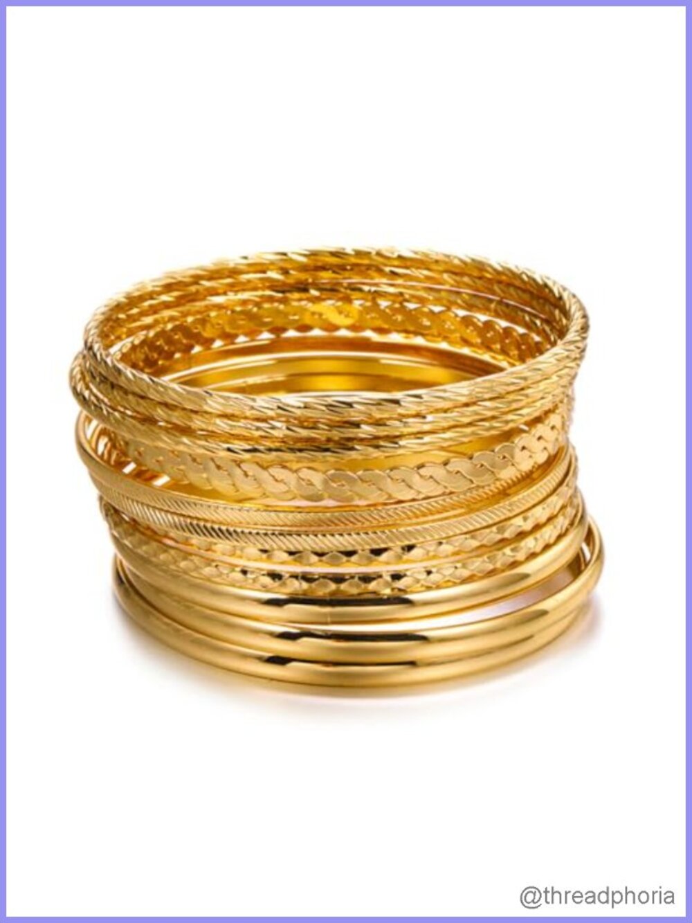 12Pc Gold Bangle Bracelets Set Women Stackable Texured Boho Jewelry
